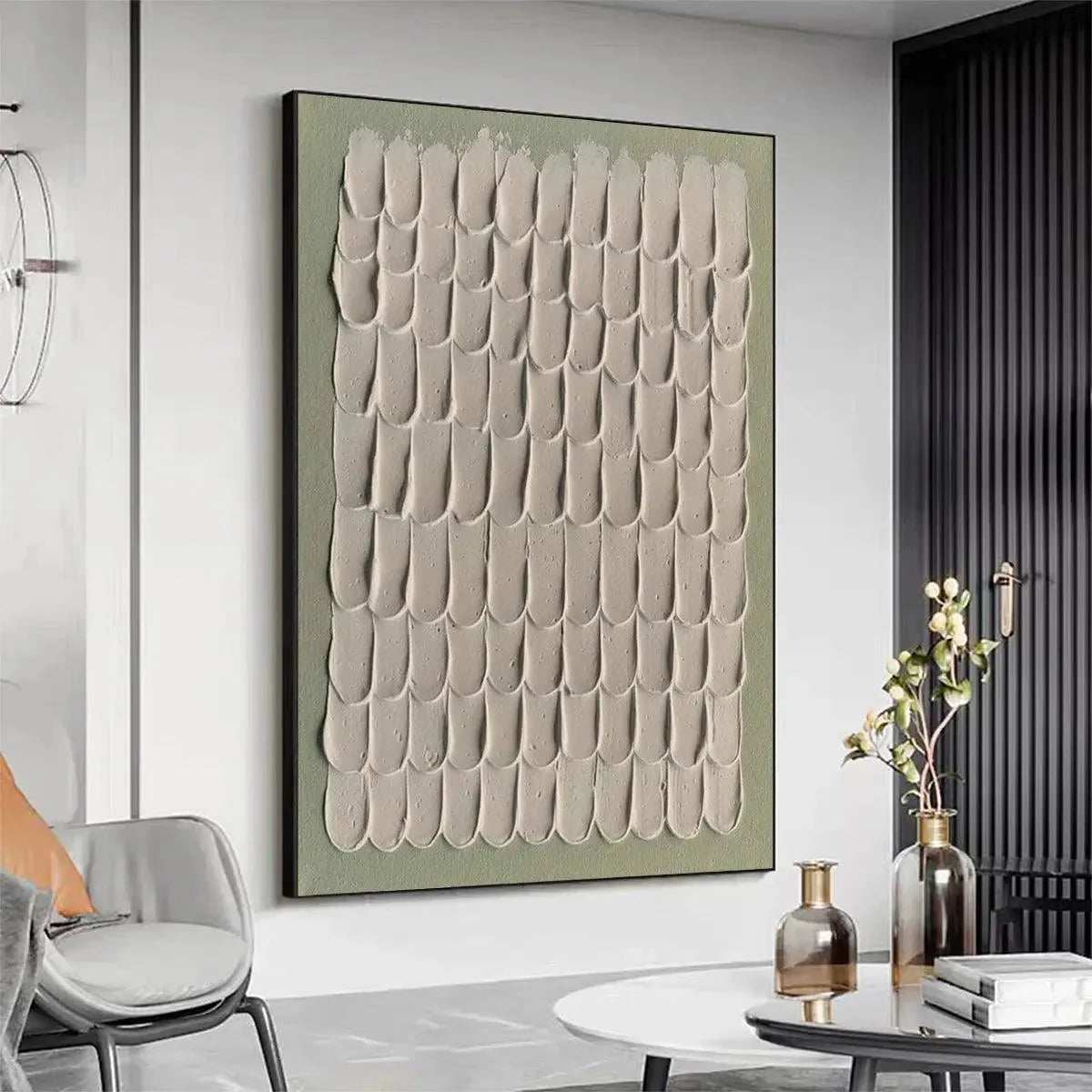 TEXTURED SCALES: Textured Abstract Painting in Neutral Tones | Abstract mood, soft natural light studio shot