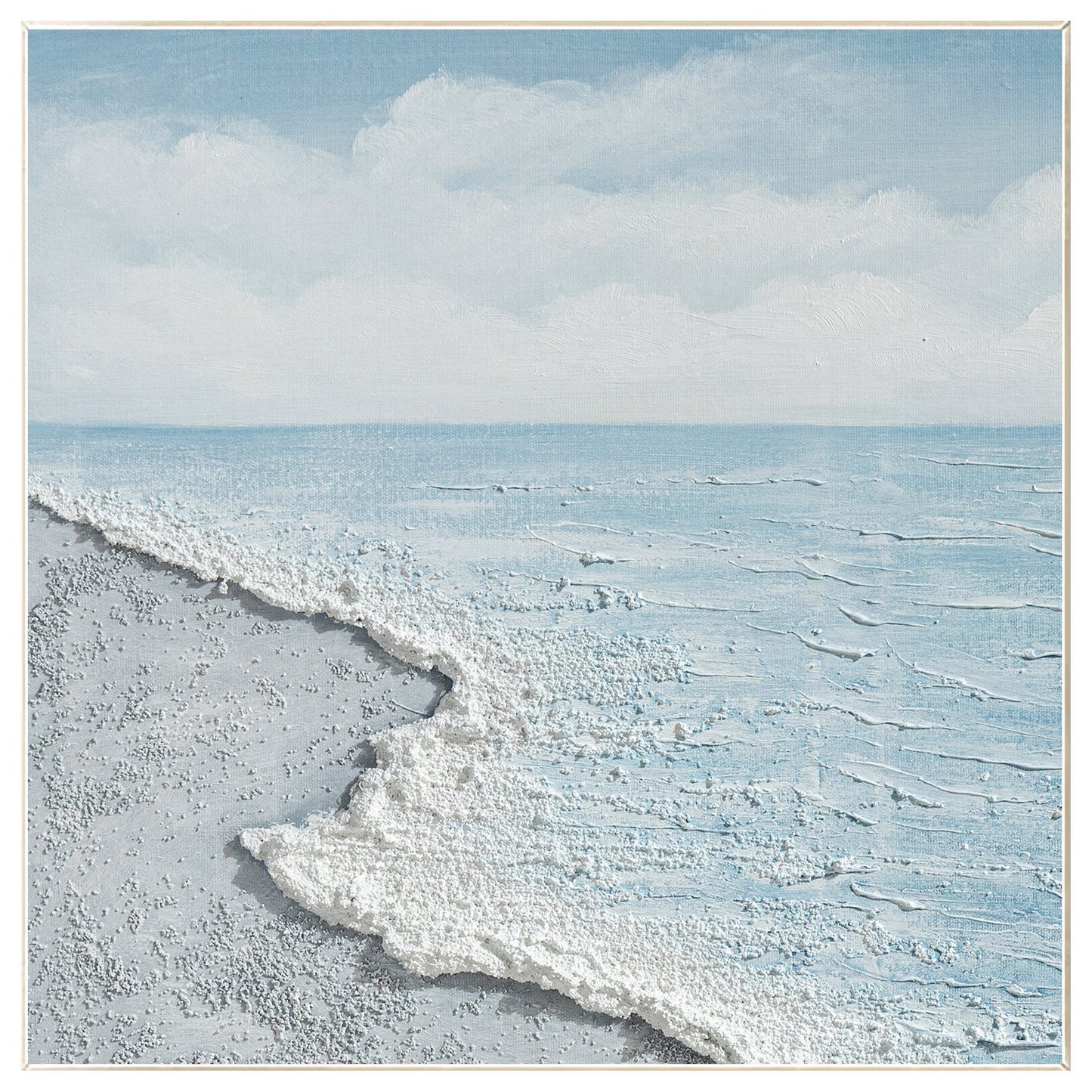 Textured Seascape Painting, Light Blue Ocean Wall Art, Coastal Abstract Canvas A #9