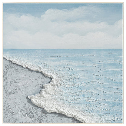 Textured Seascape Painting, Light Blue Ocean Wall Art, Coastal Abstract Canvas A #9