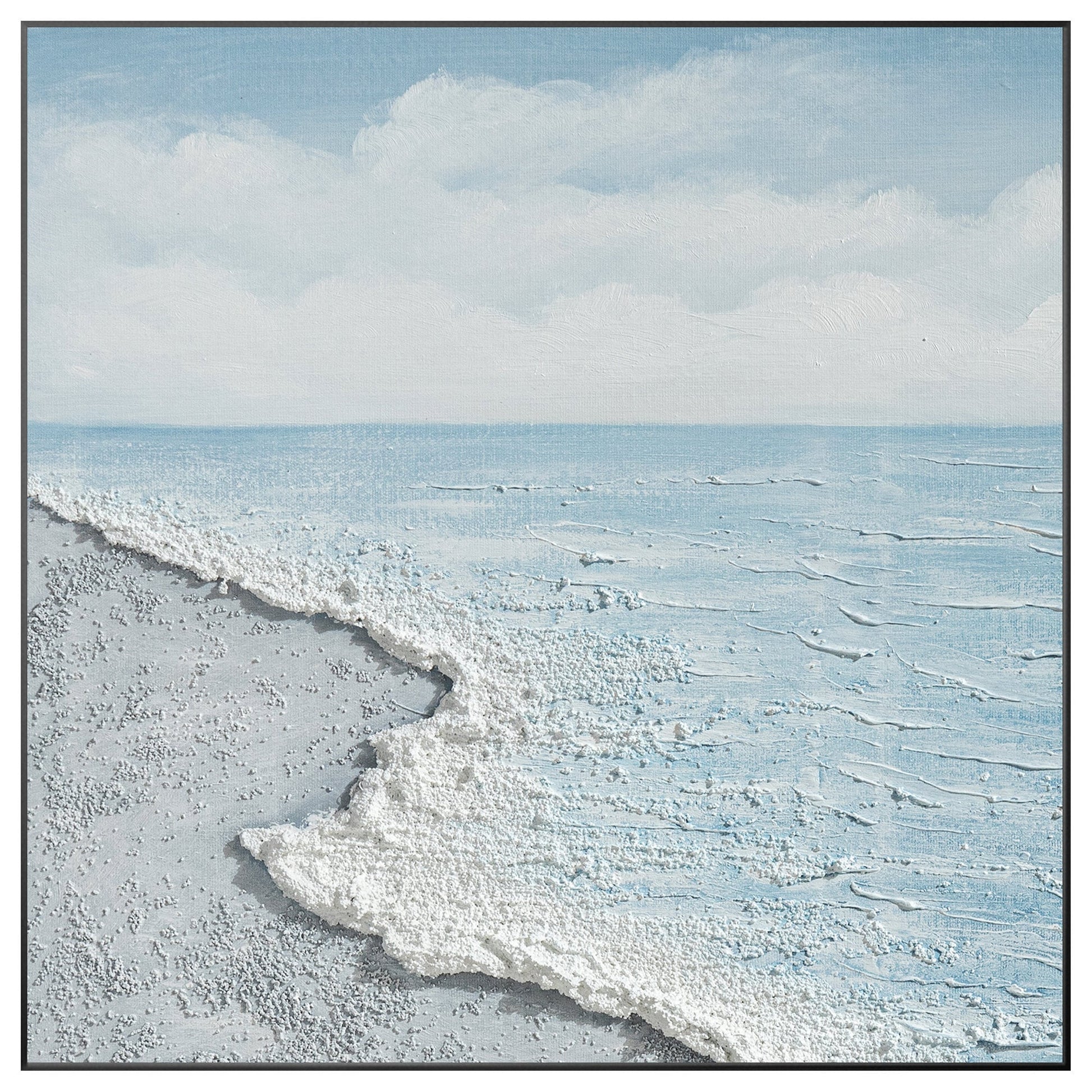 Textured Seascape Painting, Light Blue Ocean Wall Art, Coastal Abstract Canvas A #10