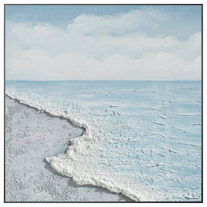 Textured Seascape Painting, Light Blue Ocean Wall Art, Coastal Abstract Canvas A #10