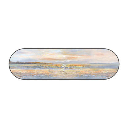 Textured Seascape Painting, Long Narrow Ocean Waves Wall Art, Oval Framed Canvas #7
