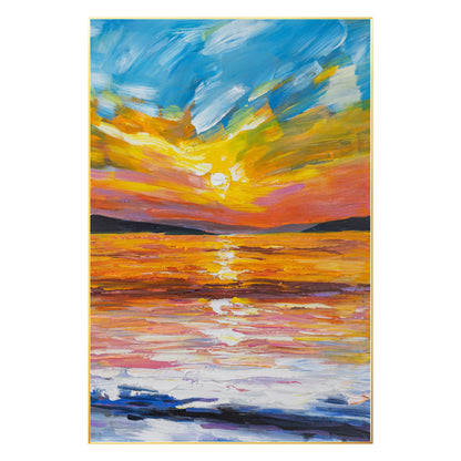 Textured Sunrise Sunset Painting: Abstract Coastal Seascape Art #8
