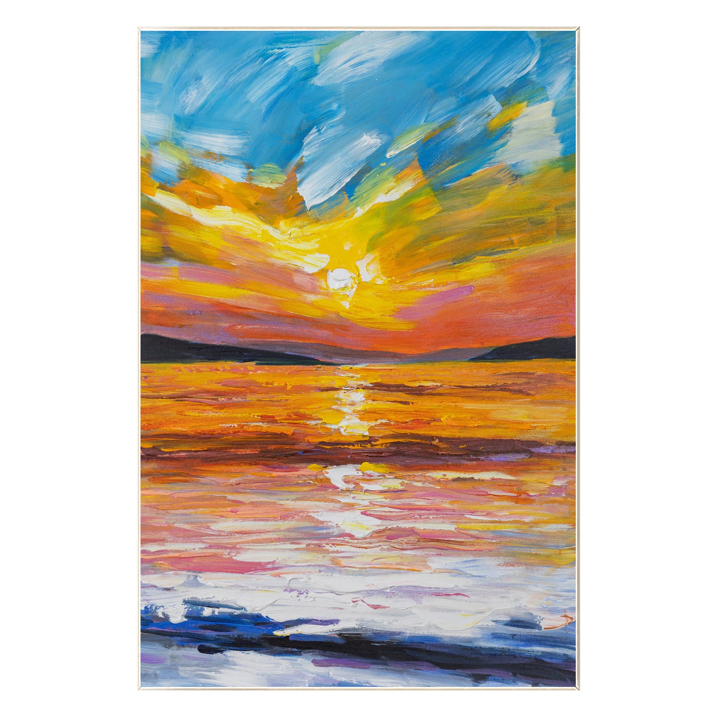 Textured Sunrise Sunset Painting: Abstract Coastal Seascape Art #9