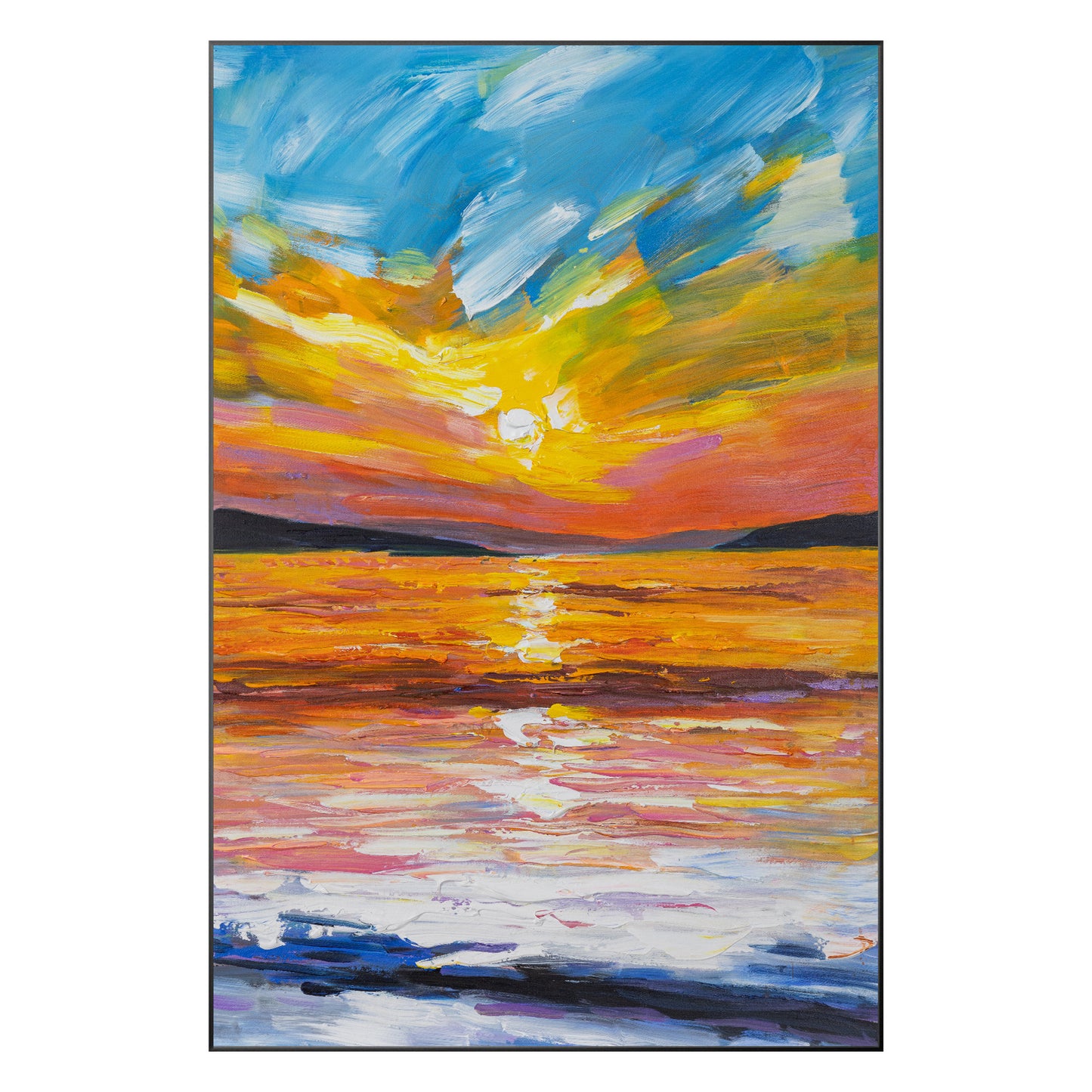 Textured Sunrise Sunset Painting: Abstract Coastal Seascape Art #10