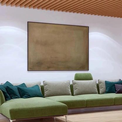 EARTHY MINIMALIST LANDSCAPE: Minimalist Abstract Painting in Brown | Minimalist mood, soft natural light studio shot