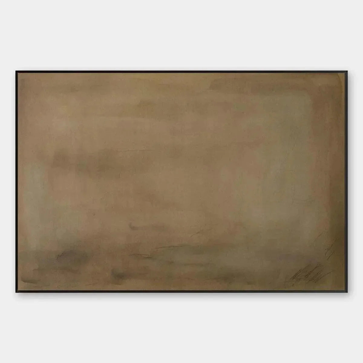 EARTHY MINIMALIST LANDSCAPE: Minimalist Abstract Painting in Brown | hanging in EARTHY MINIMALIST LANDSCAPE: Minimalist Abstract Painting in Brown featuring layered textured brushwork in refined to...