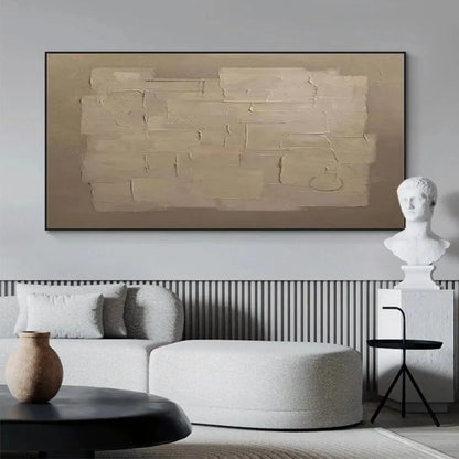 TEXTURED TAUPE ABSTRACT: Minimalist Textured Painting | Minimalist closeup, raised brushwork detail