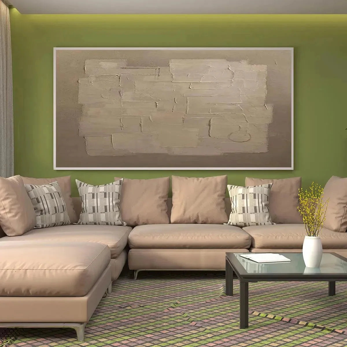 TEXTURED TAUPE ABSTRACT: Minimalist Textured Painting | multi-color palette, original oil on stretched canvas art