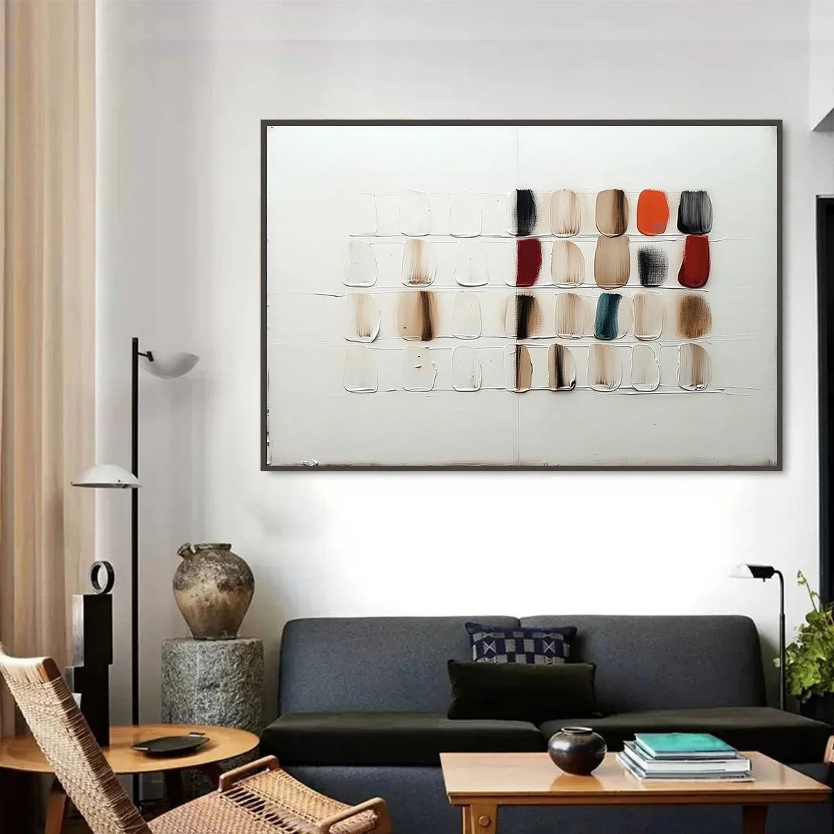 TEXTURED TILES: Minimalist Abstract Textured Oil Painting | multi-color palette, original oil on stretched canvas art