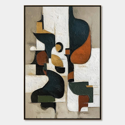 URBAN FRAGMENTS: Textured Vertical Abstract Painting for Modern Decor | hanging in living room, Abstract wall art