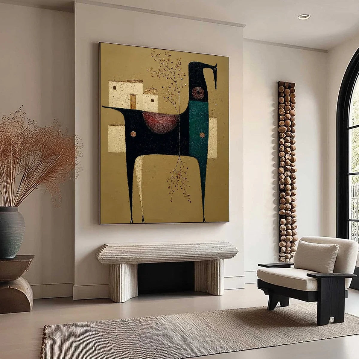 NOMAD'S HAVEN: Textured Wabi Sabi Abstract Animal Wall Art | multi-color palette, original oil on stretched canvas art