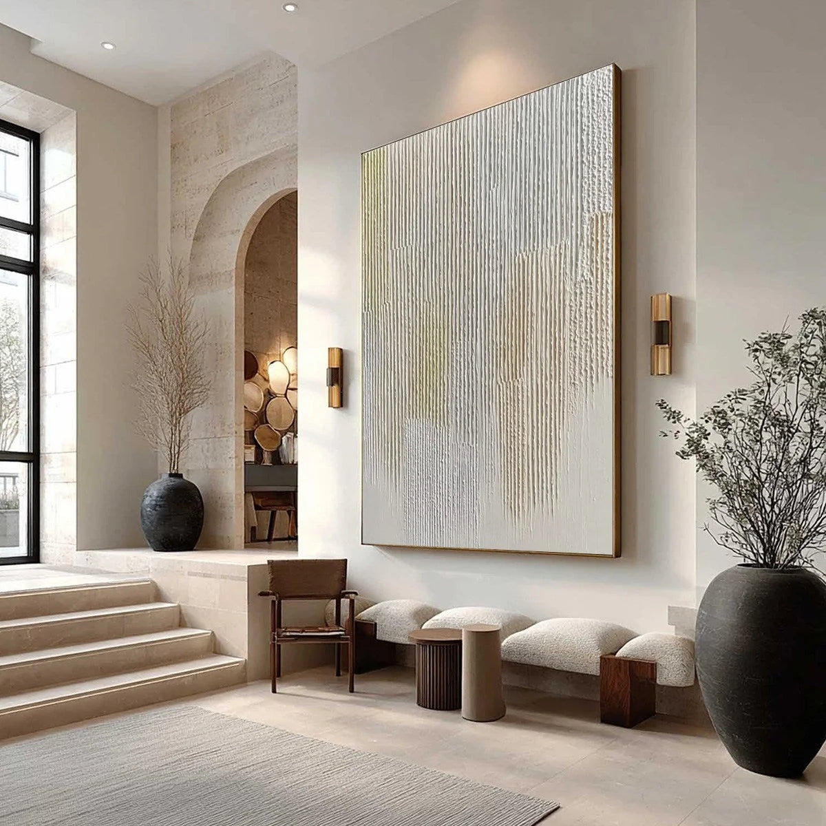 EARTHEN RHYTHM: Textured Wabi Sabi Abstract Wall Art | Abstract mood, soft natural light studio shot