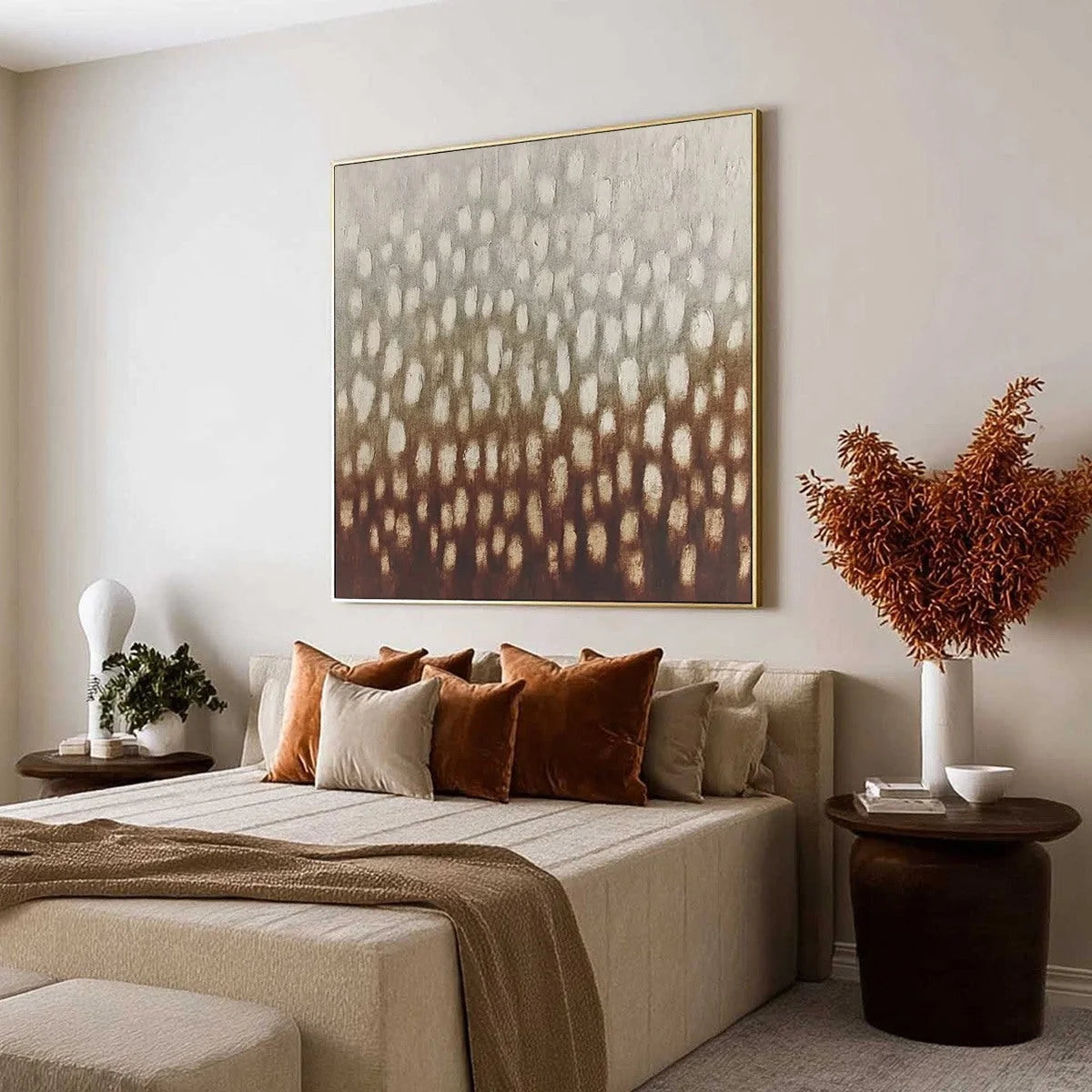 EARTH'S WHISPER: Textured Wabi Sabi Abstract Art in Earth Tones | Abstract mood, soft natural light studio shot