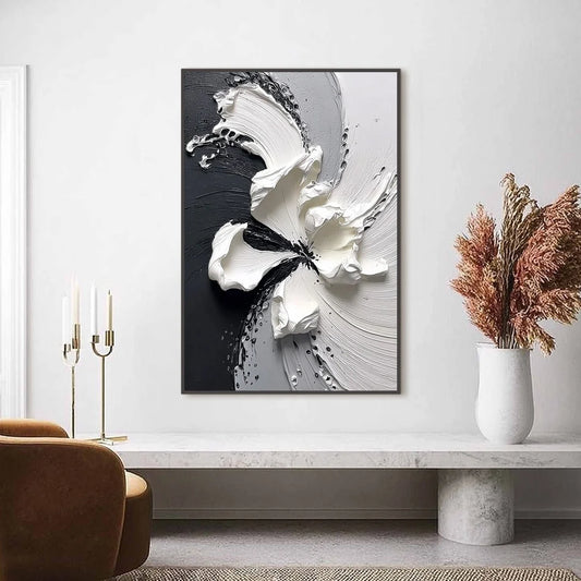 ECHOES IN WHITE: Textured Wabi-Sabi Abstract Floral Wall Art