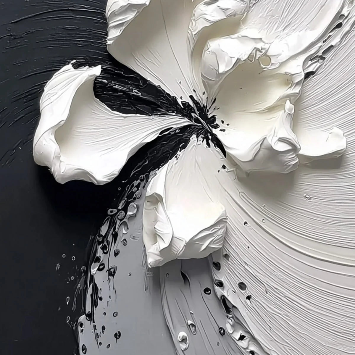 ECHOES IN WHITE: Textured Wabi-Sabi Abstract Floral Wall Art | rolled canvas, ready for custom framing