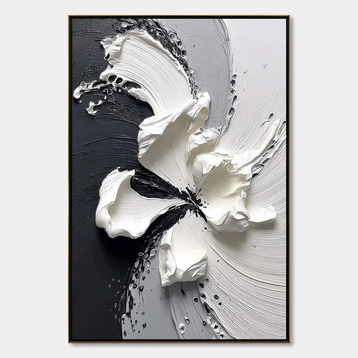 ECHOES IN WHITE: Textured Wabi-Sabi Abstract Floral Wall Art | hanging in ECHOES IN WHITE: Textured Wabi-Sabi Abstract Floral Wall Art featuring layered textured brushwork in refined tones; abstrac...