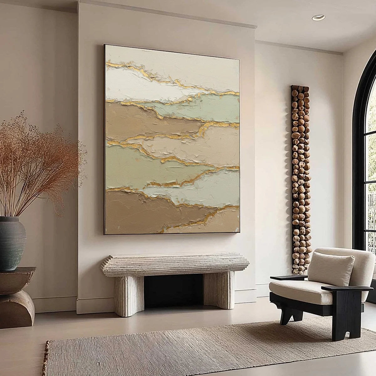 STRATA: Textured Wabi Sabi Abstract Landscape Painting | multi-color palette, original oil on stretched canvas art
