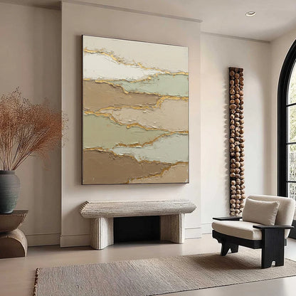 STRATA: Textured Wabi Sabi Abstract Landscape Painting | multi-color palette, original oil on stretched canvas art