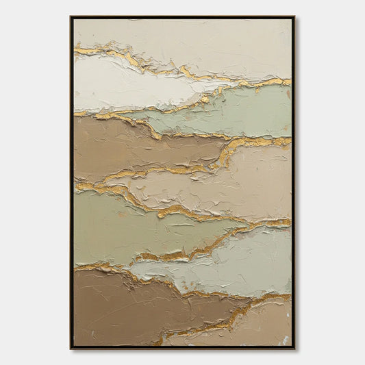 STRATA: Textured Wabi Sabi Abstract Landscape Painting | hanging in living room, Abstract wall art
