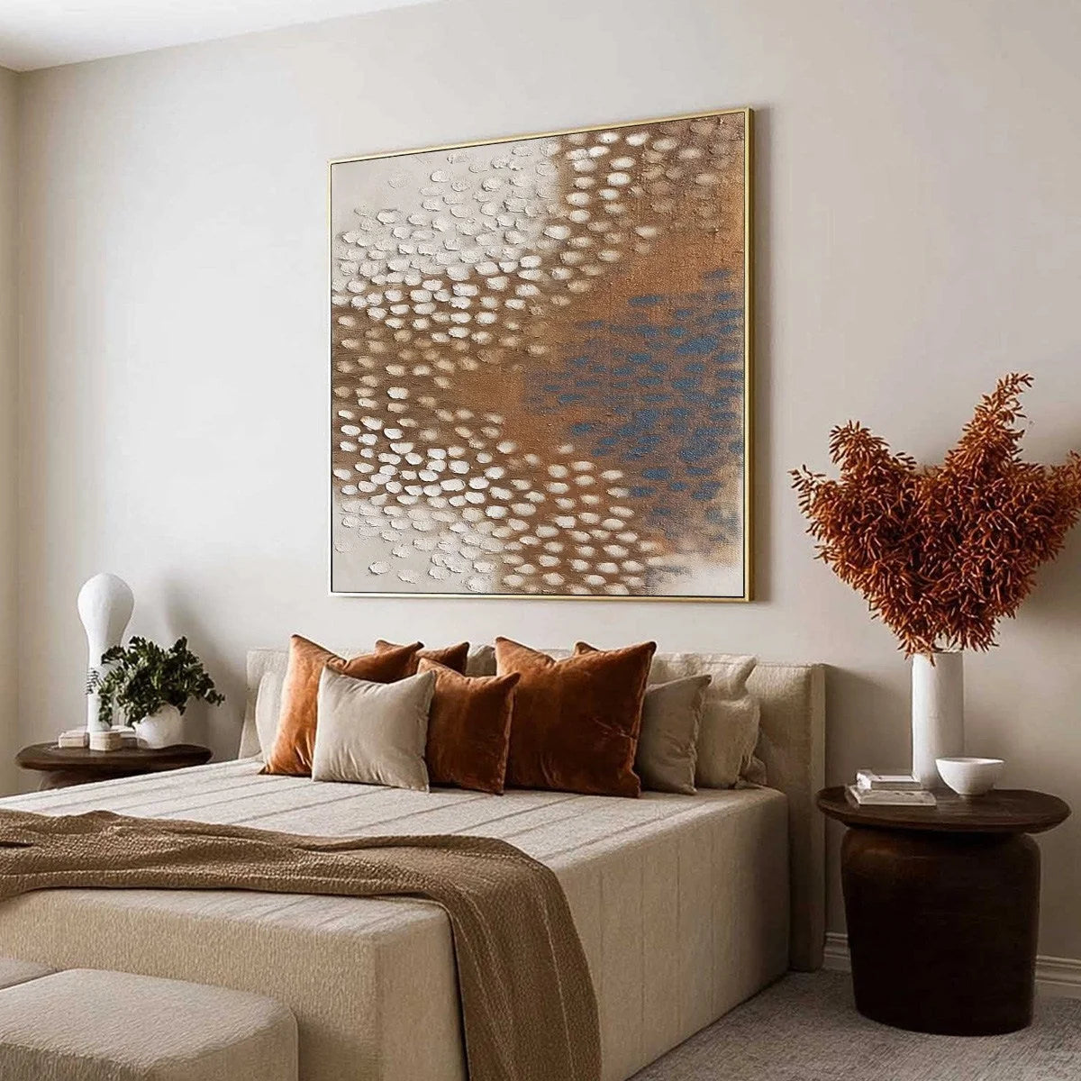TERRA RHYTHM: Heavily Textured Wabi Sabi Abstract Painting | Abstract mood, soft natural light studio shot
