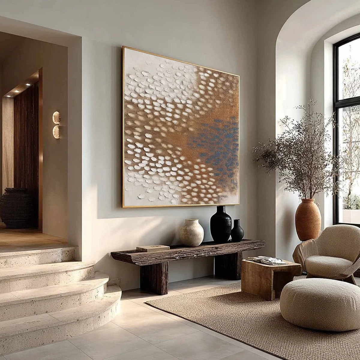 TERRA RHYTHM: Heavily Textured Wabi Sabi Abstract Painting | multi-color palette, original oil on stretched canvas art