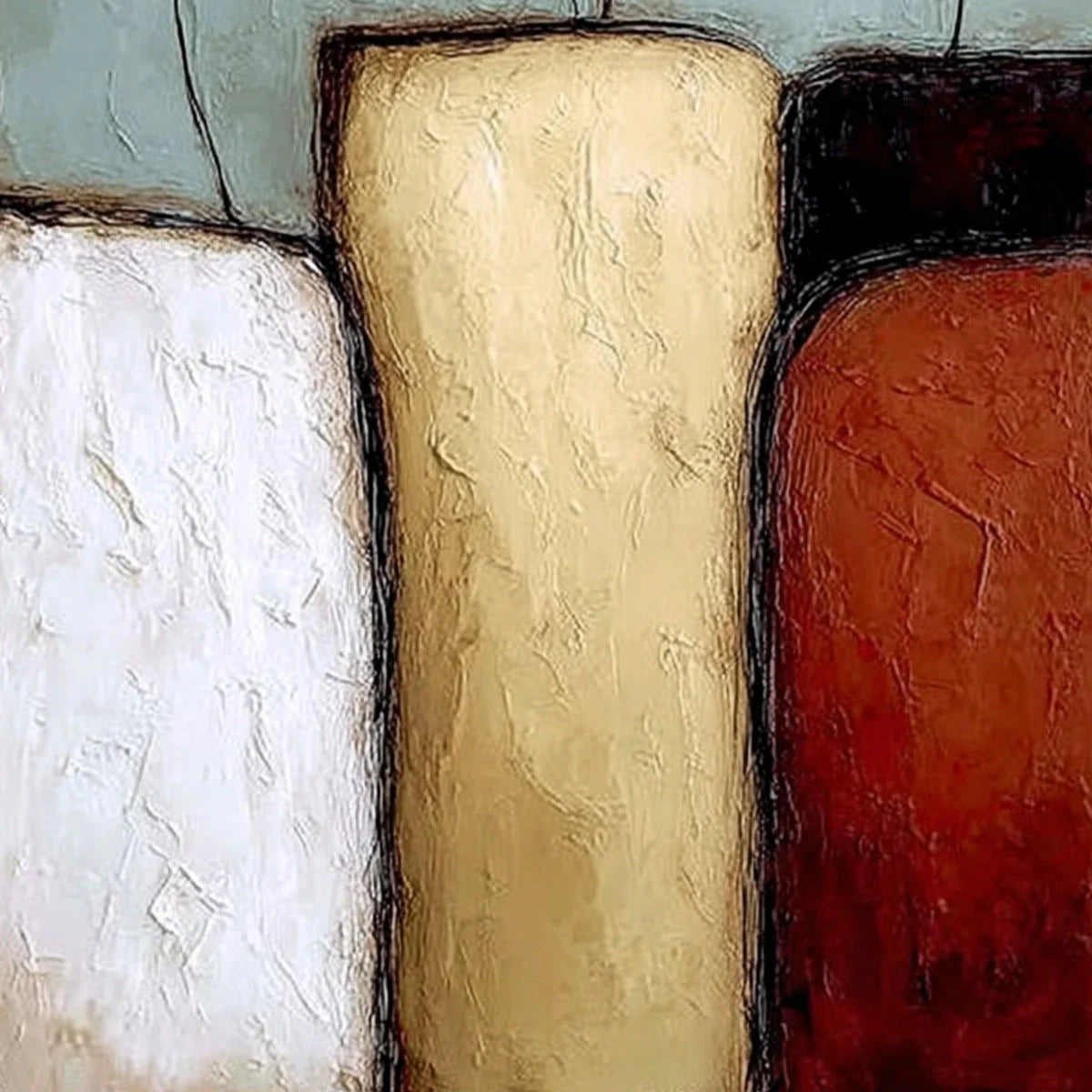 THE GATHERING: Textured Wabi Sabi Abstract Painting of Earthy Forms | rolled canvas, ready for custom framing