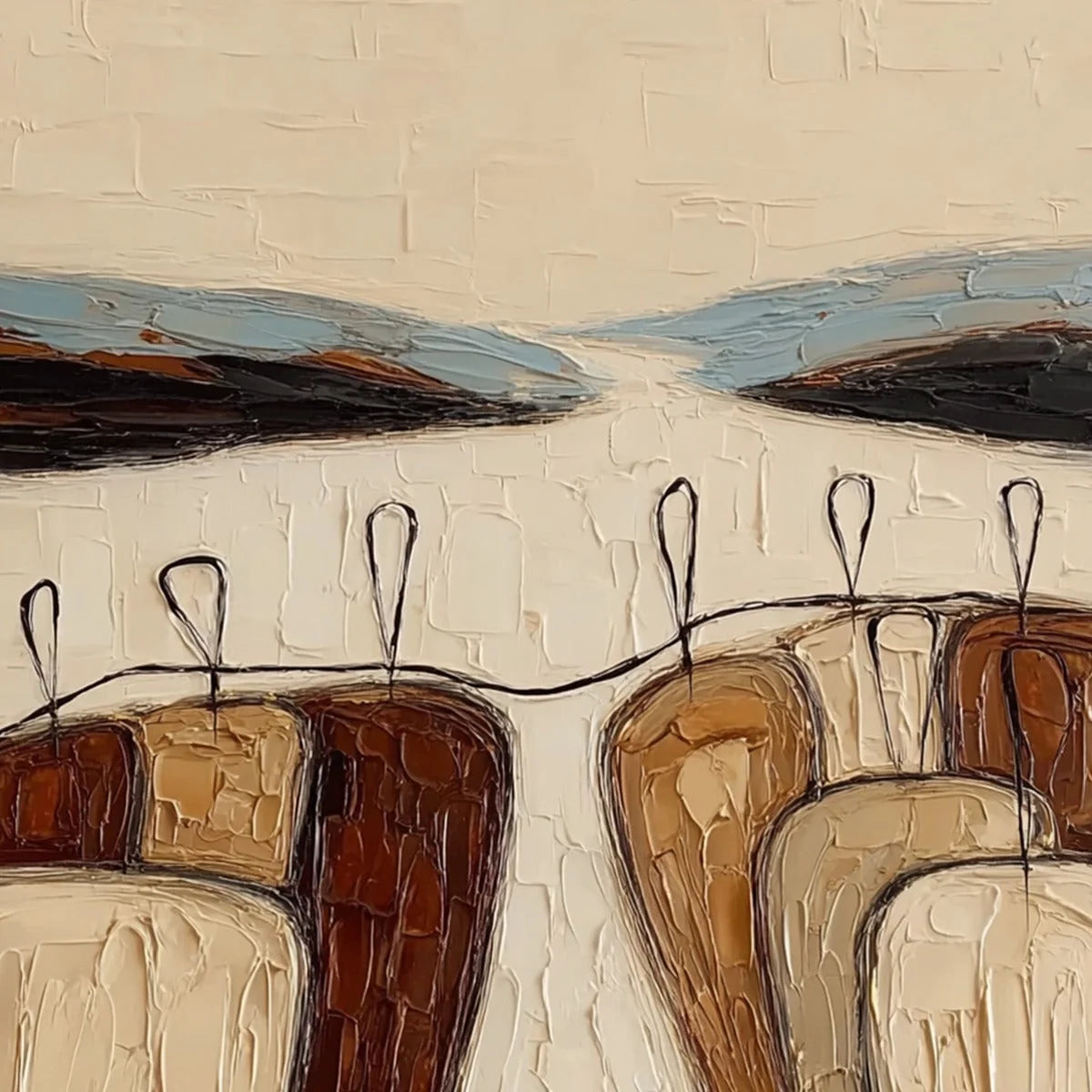 THE GATHERING: Textured Wabi Sabi Abstract Landscape Painting | rectangular format, hand-painted canvas edge