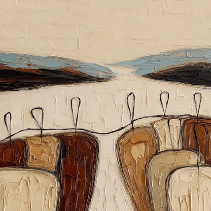 THE GATHERING: Textured Wabi Sabi Abstract Landscape Painting | rectangular format, hand-painted canvas edge