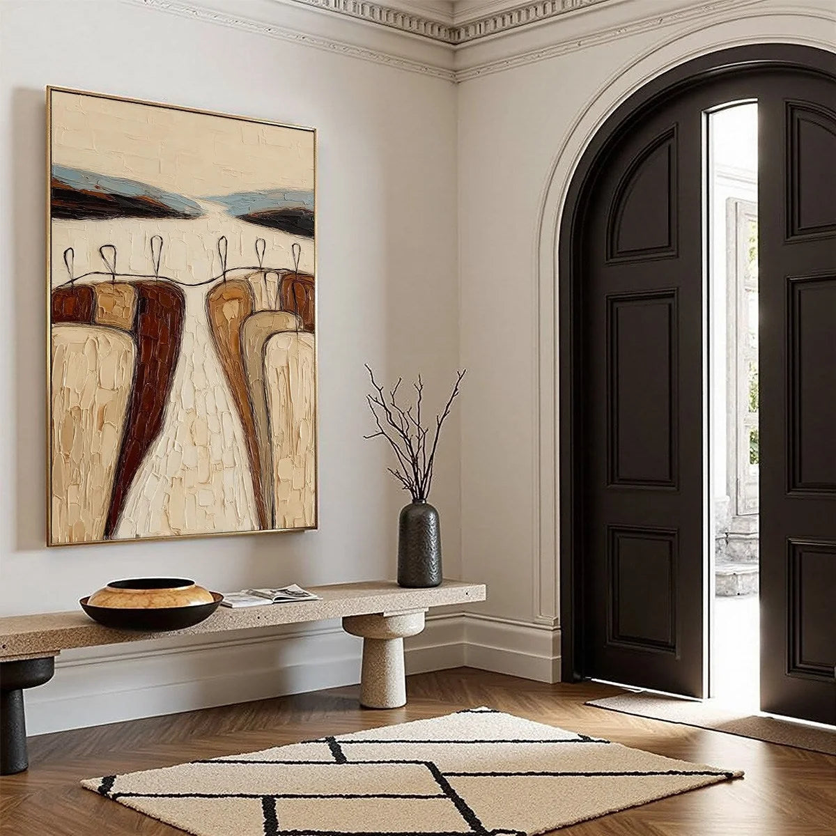 THE GATHERING: Textured Wabi Sabi Abstract Landscape Painting | multi-color palette, original oil on stretched canvas art