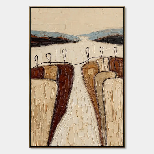 THE GATHERING: Textured Wabi Sabi Abstract Landscape Painting | hanging in living room, Figurative wall art