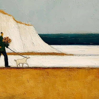 COASTAL DEVOTION: Textured Wabi Sabi Seascape Oil Painting | rectangular format, hand-painted canvas edge