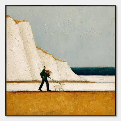 COASTAL DEVOTION: Textured Wabi Sabi Seascape Oil Painting | hanging in COASTAL DEVOTION: Textured Wabi Sabi Seascape Oil Painting featuring layered textured brushwork in refined tones; abstract co...