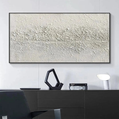 TEXTURED WHISPERS: Textured Minimalist Abstract Painting in White | Minimalist closeup, raised brushwork detail