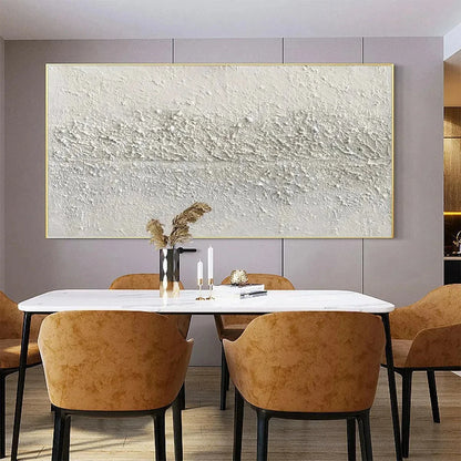 TEXTURED WHISPERS: Textured Minimalist Abstract Painting in White | multi-color palette, original oil on stretched canvas art