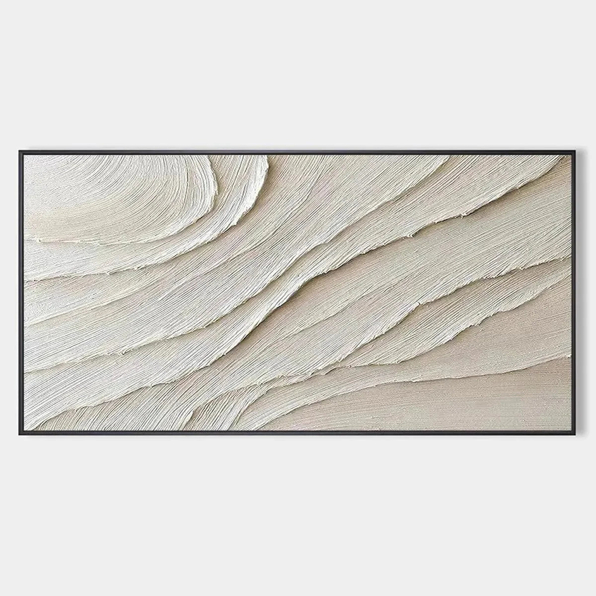 DESERT FLOW: Beige Abstract Minimalist Textured Painting for Living Room | hanging in DESERT FLOW: Beige Abstract Minimalist Textured Painting for Living Room featuring layered textured brushwork i...