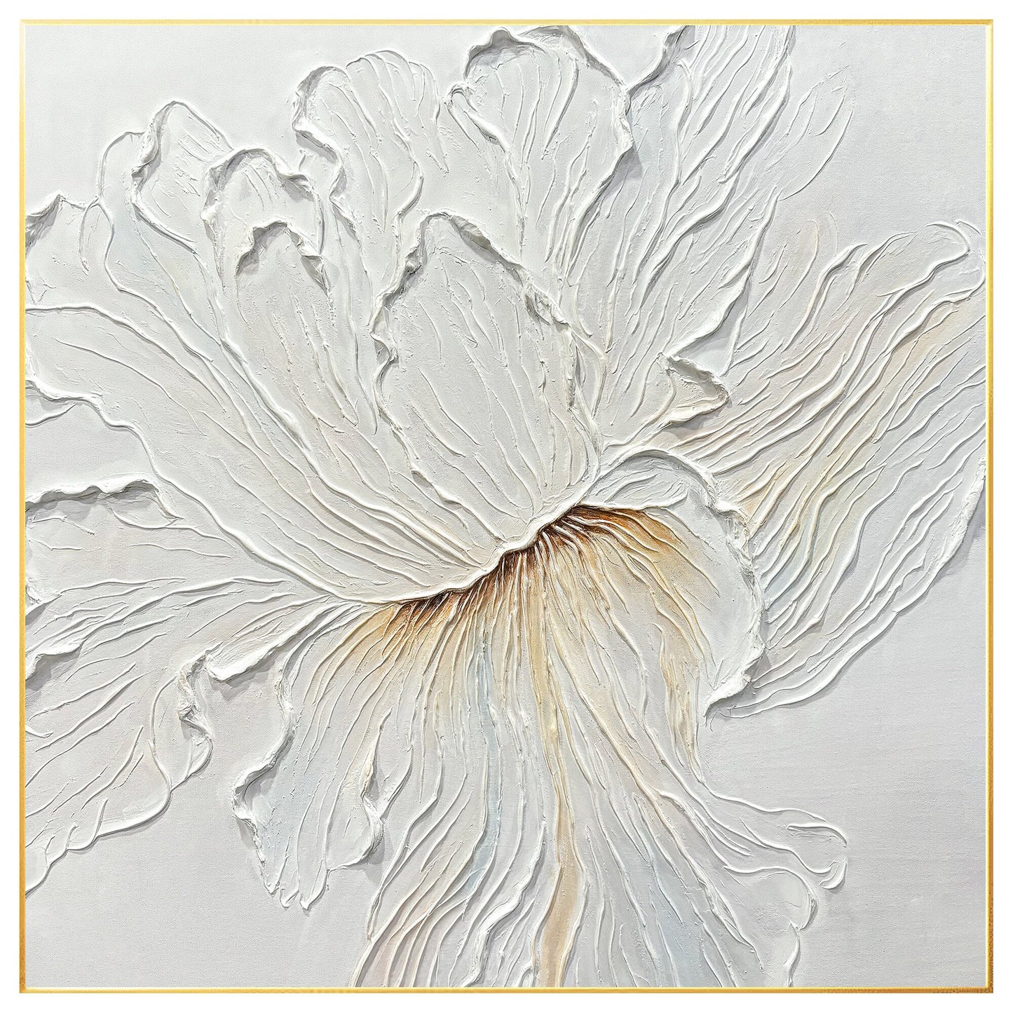 Textured White Flower Painting: 3D Minimalist Floral Wall Art #7