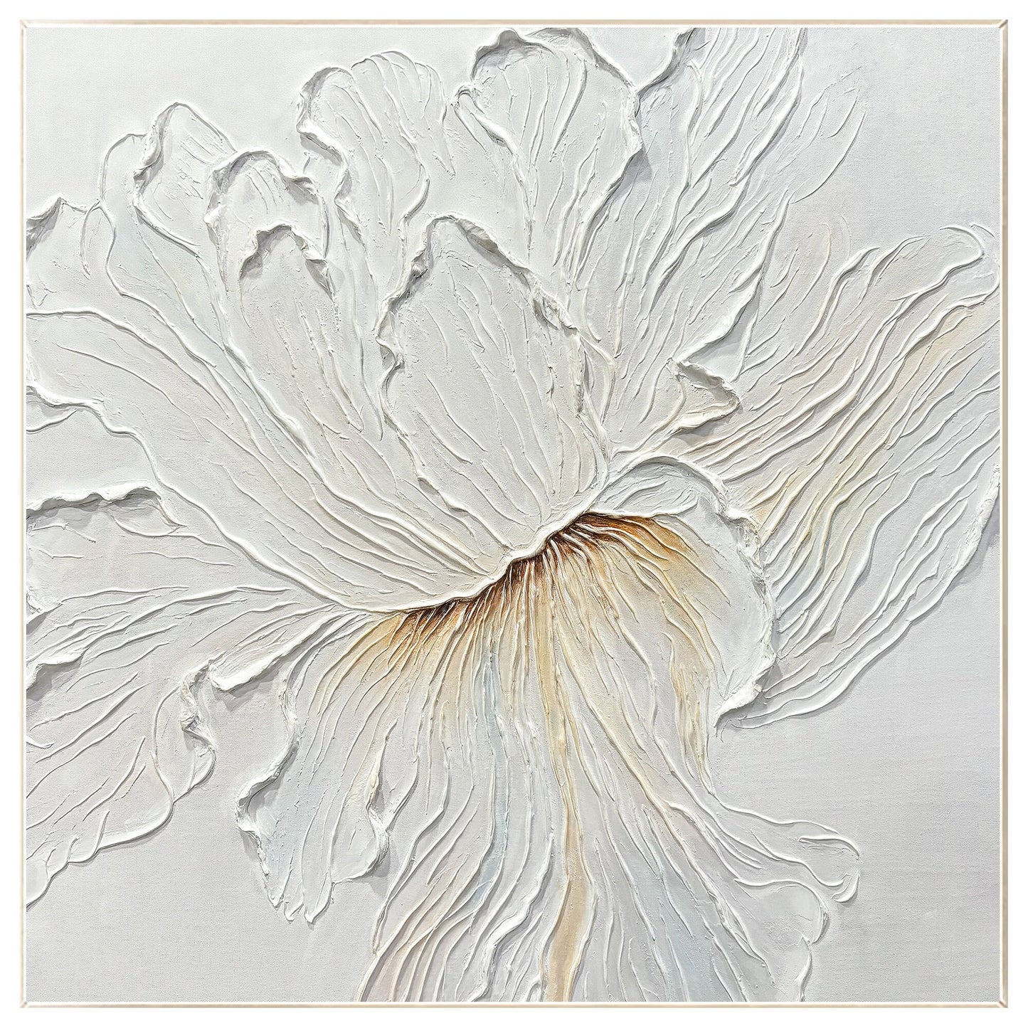 Textured White Flower Painting: 3D Minimalist Floral Wall Art #8