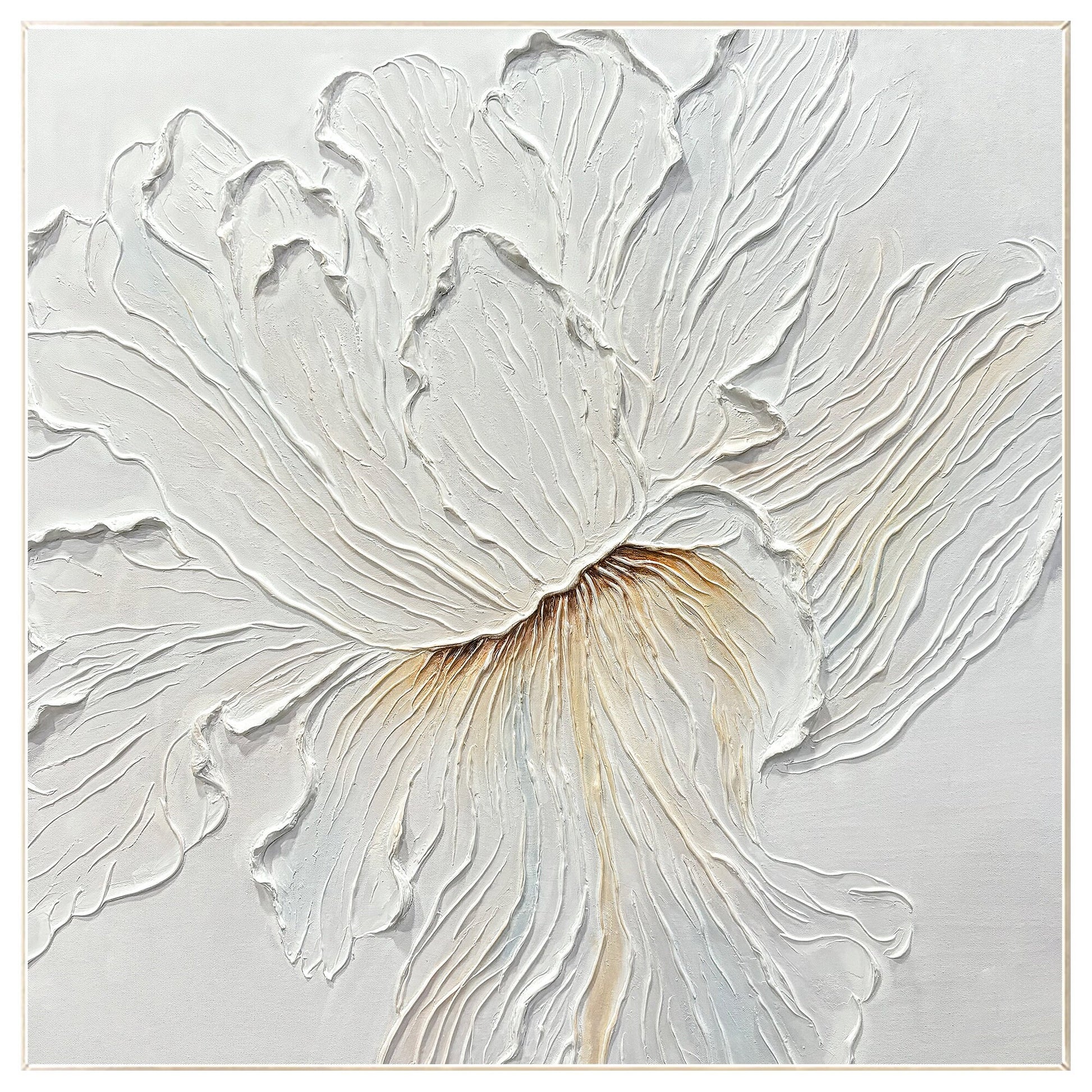 Textured White Flower Painting: 3D Minimalist Floral Wall Art #8