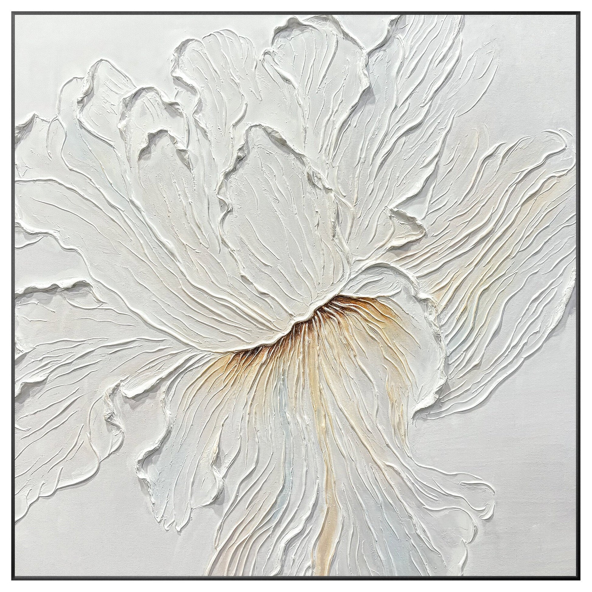 Textured White Flower Painting: 3D Minimalist Floral Wall Art #9