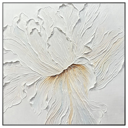 Textured White Flower Painting: 3D Minimalist Floral Wall Art #9