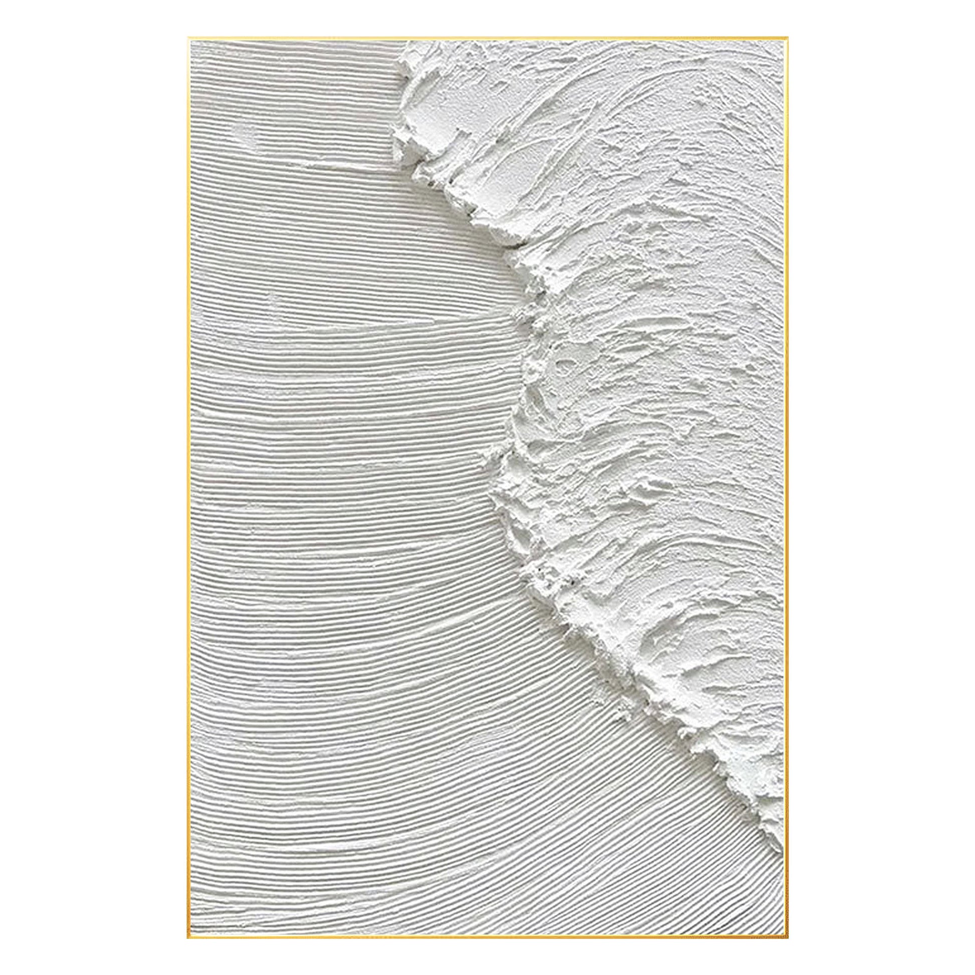Textured White Ocean Waves Painting, Minimalist Coastal Wall Art, 3D Abstract Se #7