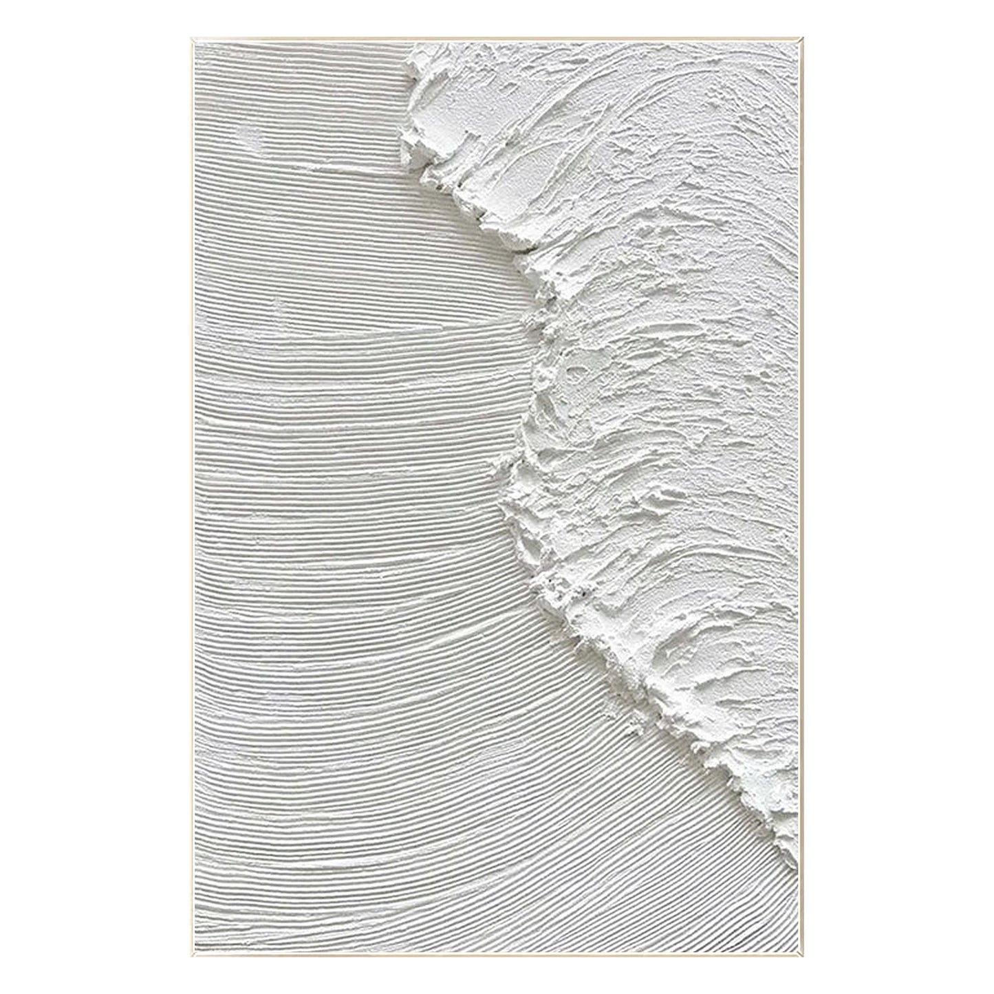 Textured White Ocean Waves Painting, Minimalist Coastal Wall Art, 3D Abstract Se #8