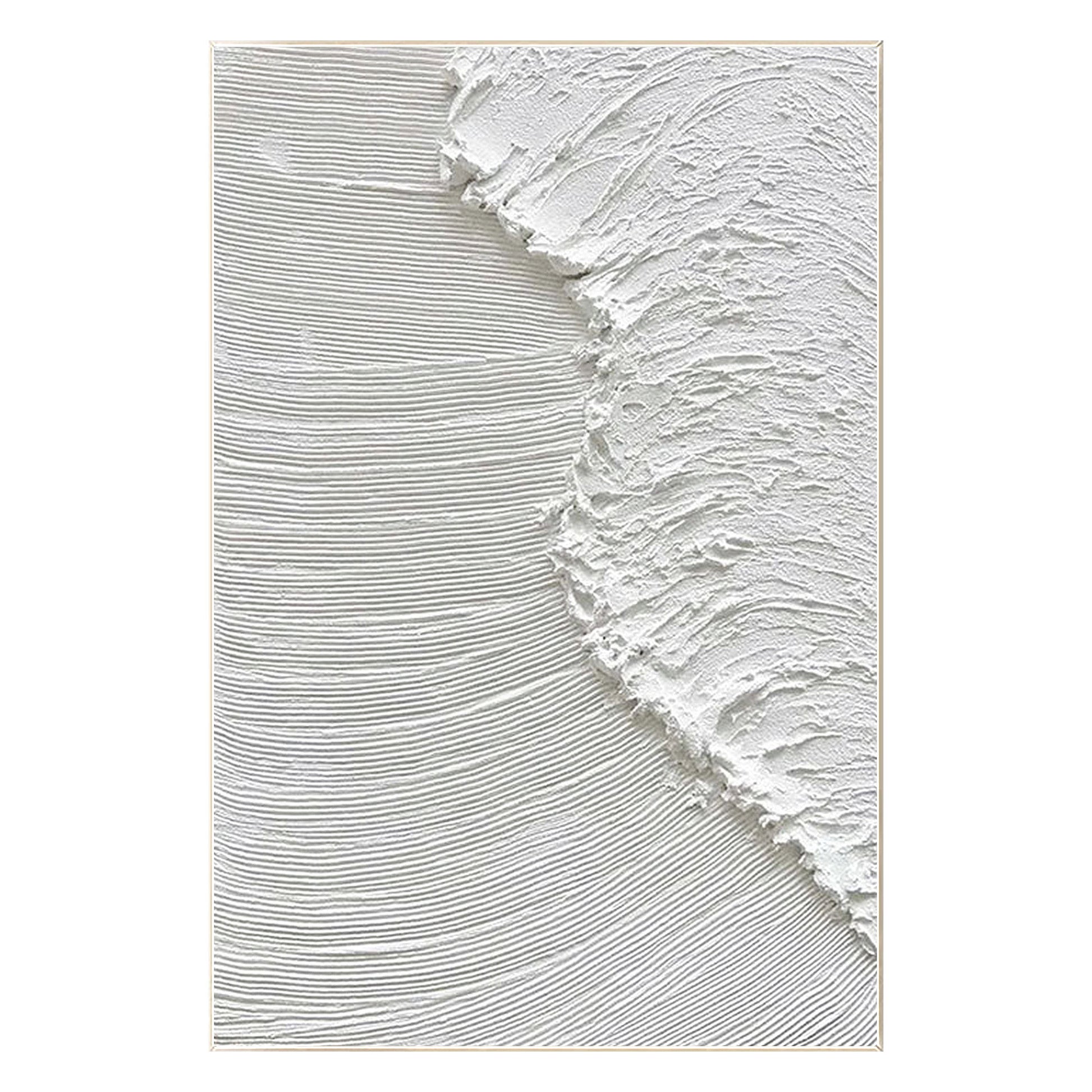 Textured White Ocean Waves Painting, Minimalist Coastal Wall Art, 3D Abstract Se #8