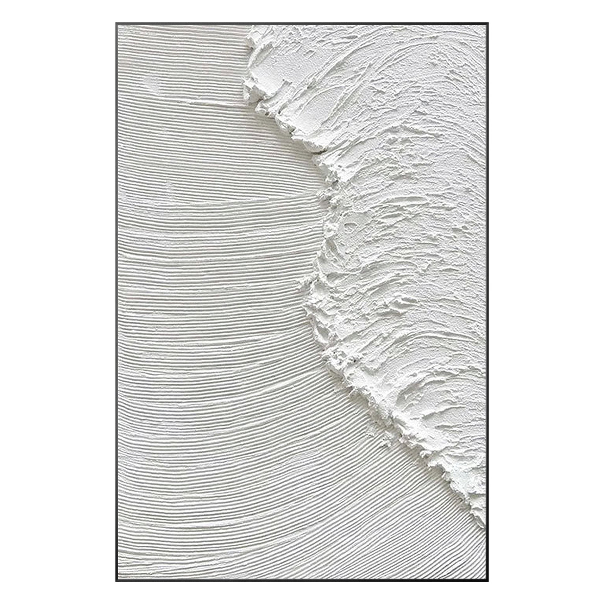 Textured White Ocean Waves Painting, Minimalist Coastal Wall Art, 3D Abstract Se #9