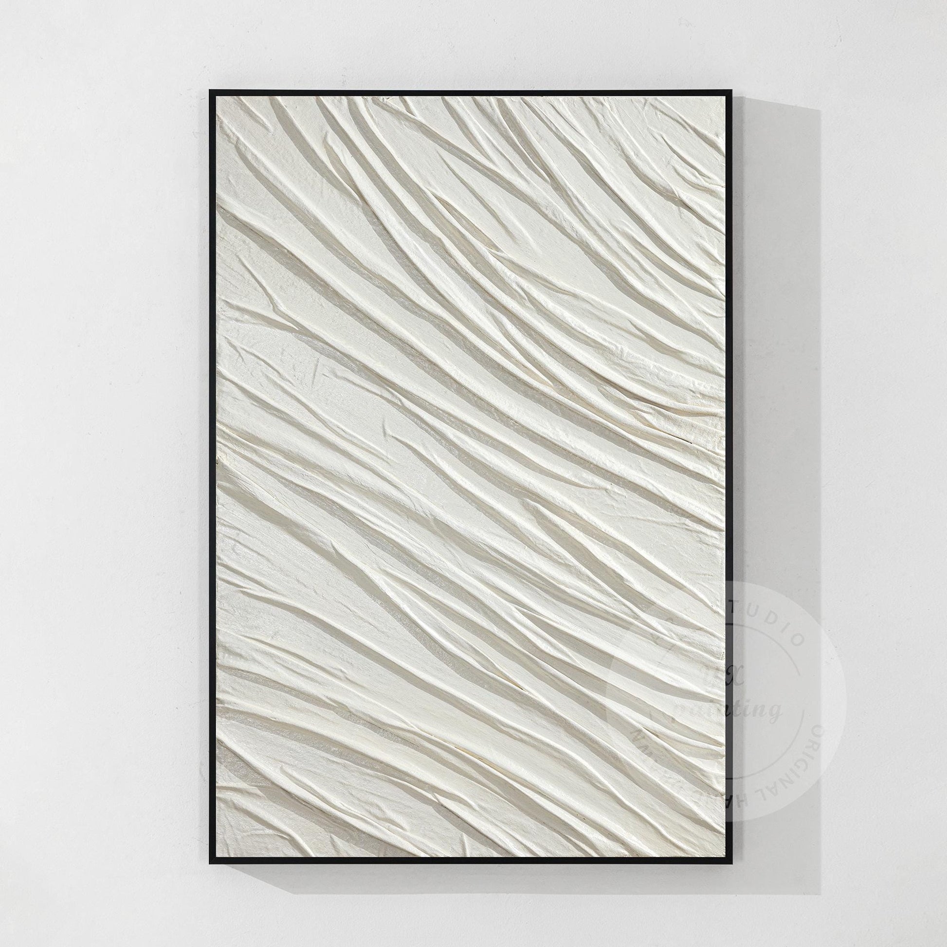 Textured White Plaster Painting: 3D Nordic Minimalist Wall Art #7