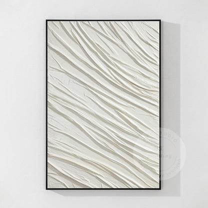 Textured White Plaster Painting: 3D Nordic Minimalist Wall Art #7