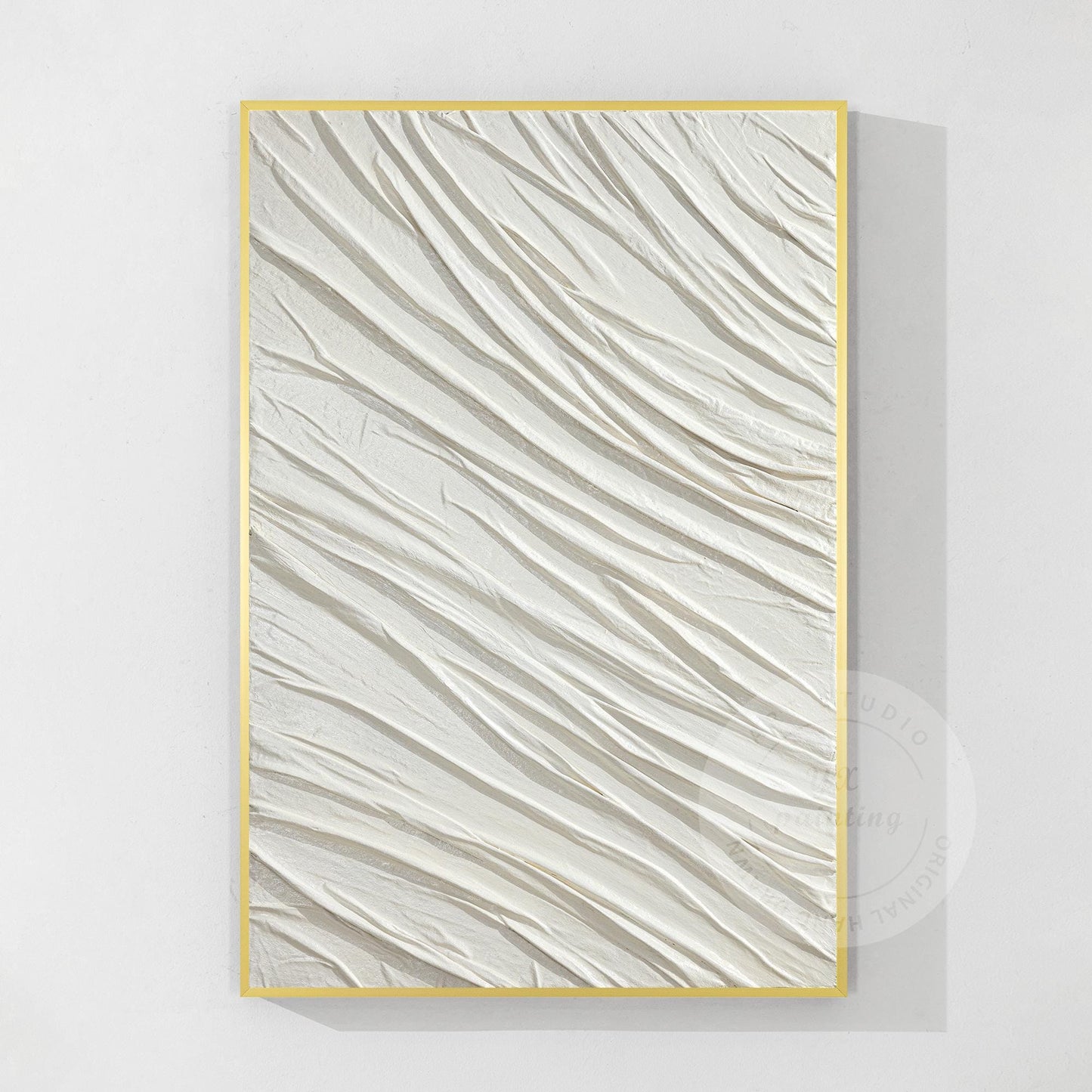Textured White Plaster Painting: 3D Nordic Minimalist Wall Art #8