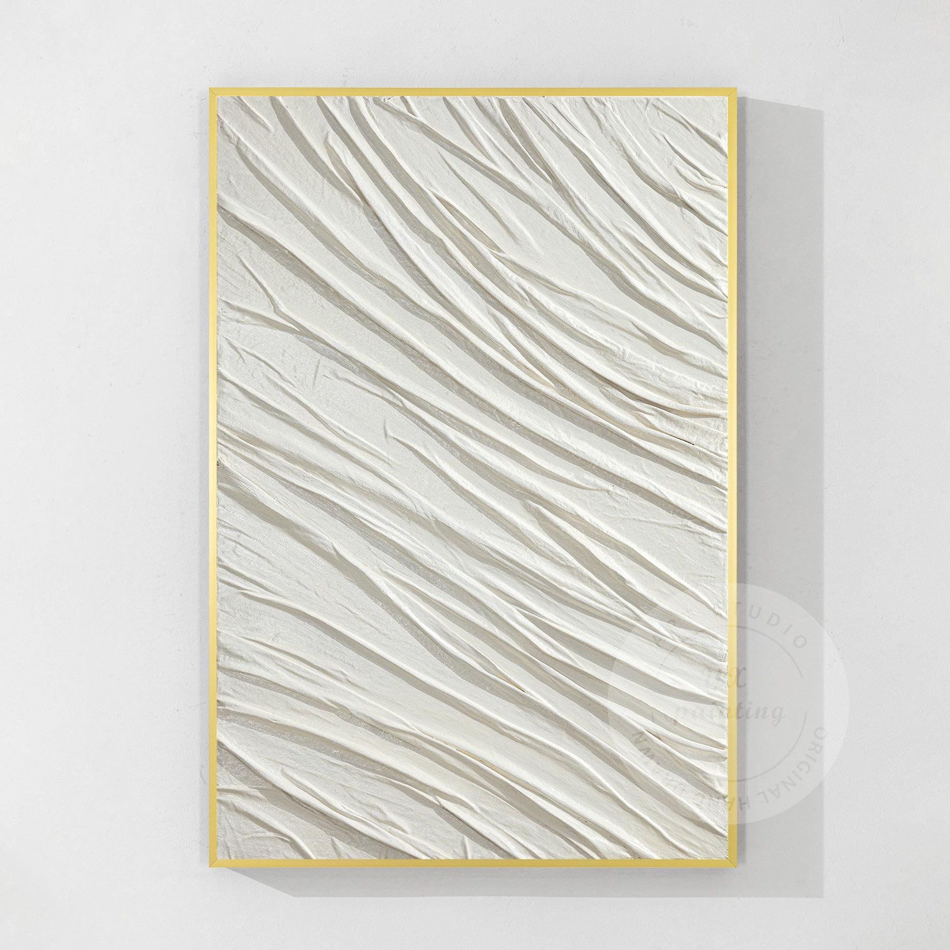 Textured White Plaster Painting: 3D Nordic Minimalist Wall Art #8
