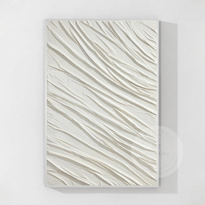 Textured White Plaster Painting: 3D Nordic Minimalist Wall Art #9